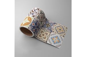 Dostear Friso Para Pared Cenefas Adhesivas Baño Cocina de Papel Para Paredes 3d Infantiles Decorativas Adhesivas Pintado Cocina Vinilo Autoadhesivo Impermeable CuadríCula Amarilla 10cm X 500cm