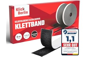 ‎KLICK BERLIN Klick Berlin Velcro tape, self-adhesive, narrow, 1.6 cm x 8 m, Velcro tape sticks to many surfaces, Velcro fastener, 16 mm wide, 8 metres long, black