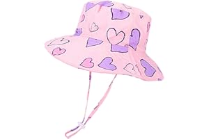 LACOFIA Dziecięcy kapelusz przeciwsłoneczny, dla małych dzieci, chłopców, dziewcząt, letni kapelusz typu bucket z szerokim rondem, czapka plażowa z regulowanym paskiem pod brodę