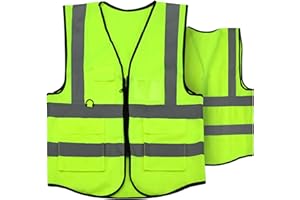 DURDIIY Chaleco Reflectante de Alta Visibilidad Chaleco de Seguridad Reflectante Malla Alta Visibilidad Chalecos de construcción para trabajos de tráfico, operaciones, topógrafos y guardias de Seguridad