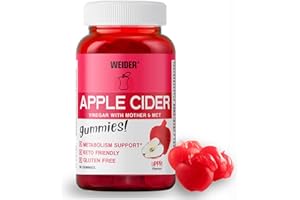 Weider Apple Cider Vinegar Gummies (50 caramelle gommose) Sapore di Mela, con Aceto di Mele, Vitamine, Iodio e Olio di Cocco (MCTs), Keto, Senza Glutine (50 porzioni)