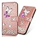 Produktbild Pocket BookStyle Flip für Huawei Mate 20 Pro,Folio Wallet Ledertasche Funkeln Bling Glitzer Diamant Butterfly Slim Leder Hülle Schutzhülle Scratch Bumper Stand Card Slots Magnetverschluß