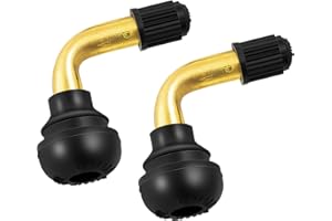 PAOWIN 2Pcs tiges de Valve PVR70 coudées à 90° Tige en Laiton, Base en Caoutchouc à Clipser, Compatible avec la Plupart des Jantes de pneus sans Chambre à air Moto Scooter VTT (diamètre Applicable 11,3 mm)