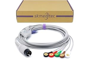 skmeditec compatibile con Draeger/Mindray/AAMI ECG/EKG 5 derivazioni IEC Snap, connettore rotondo a 6 pin