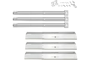 Denmay 31 to 44CM Universal Edelstahl Gasgrill Brenner, 30 to 53CM Brennerabdeckung, Crossover Rohr für Landmann, Tepro, Taino, Enders Gasgrill, 3 Brenner Gasgrill Ersatzteile