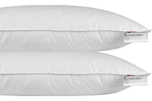 HOMESCAPES Poduszki z piór i kaczki puch, zestaw 2 naturalnych poduszek, prostokątne poduszki 40 x 80 cm