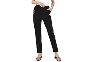 femiss Womens Trousers Elasticated High Waist Relax Fit Ladies Full Length Casual Everyday Soft Stretchy Lightweight Pants