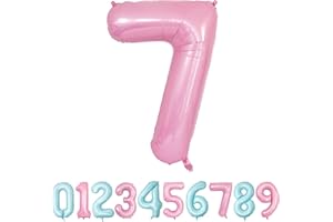 YOYOIN Luftballon 7. Geburtstag Zahl 100 Cm Rosa Luftballons Zahl 7 Riesige Folienballon 7 Helium Zahlenballon für Mädchen Geburtstag Hochzeit, Jubiläum Dekoration