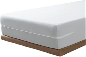 SAVEL - Funda de colchón elástica de Algodón | 150x190/200cm | Protector de colchón con Cremallera. Tejido de Rizo 100% Algodon Muy Absorbente y Ajustable (Cama 150cm) Funda Protectora Color Blanco