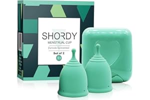 SHORDY Menstrual Cups, Set of 2 with Mini Box, Period Cup Made with Medical Grade Silicone, Feminine Hygiene and Safe, Better Alternative to Sanitary Pads and Tampons - Small
