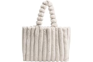 UOCAI Plüsch Handtasche Tote mit Flauschige Schultertaschen Damen Große Puffer Bag Umhängetasche Warme Henkeltasche Handbags