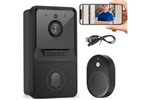 IXYHKB Wireless Doorbell Camera with Chime, Wireless Doorbell with Camera Wireless WiFi Video Doorbell with 2 Way Audio HD Ring Doorbell with Night Vision WiFi Remote Video Visual Doorbell for Home