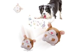 COMEPEW Interaktives Hundespielzeug, 2025 Neu Active Moving Pet Plush Toy, Bewegendes Hundespielzeug Ball Bissfest Aktives Bewegendes Haustier Plüschspielzeug Elektrisch für Haustier Trainingsball (Hamster)