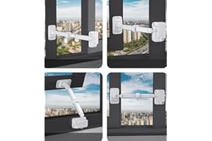 Cispree 2Pack Window Child Safety Lock No Drilling,for UPVC,Wooden, Metal, Aluminum Window Frames, Sash Restrictors Stopper Self Adhesive, Easy Install (White)