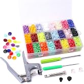 Swpeet 384 Pieces 24 Colors T5 Plastic Snap Buttons with Snap Fasteners Perfect for Clothes, Clothes Diapers with Storage Org