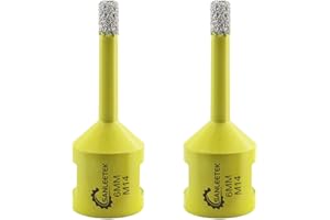 Punte per Trapano Diamantate 6mm - 2pezzi Brasatura Sotto Vuoto Fresa Diamantata per Ceramica Porcellana Marmo Granito M14 Filettatura SANLEETEK