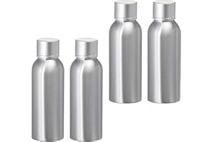 BPZXL 4 Pezzi 100ml Argento Alluminio con Argento Coperchio a Vite in Alluminio Flacone per Bottiglia, Cosmetica, Viaggio Riutilizzabile