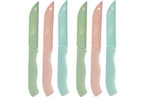 Fllyvly Ensemble de 6 Couteaux de Cuisine en Céramique - Lames de 80 mm, ceramic paring knife,Poignée Couvercles de Protection Inclus, pour Couper Fruits et Légumes, Durable et Hygiénique