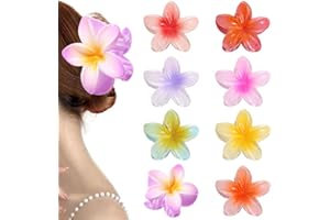 YWKJDDM Blumen Haarklammer, 8 Stück Flower Hair Clips, Plumeria Flower Hair Claw Clips, Niedliche Blumen-Klauenklammern, Blumenhaarnadel Trendige für Frauen und Mädchen
