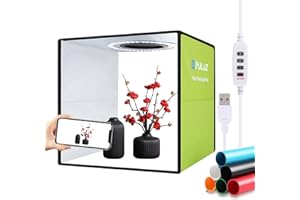 PULUZ - Kit di luci ad anello portatile da 30 cm, per studio fotografico fotografico, kit di luci per riprese fotografiche, softbox con 80 luci LED + 6 sfondi per la visualizzazione del prodotto