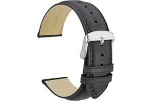 WOCCI Vintage Leather Watch Straps with Stainless Silver Buckle, Replacement Band 14mm 15mm 16mm 17mm 18mm 19mm 20mm 21mm 22mm 23mm 24mm