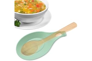 CHEFZOCO Soporte Reposa Cuchara Silicona Para Cocina, Reposacucharas de silicona, Soporte para cubiertos de cocina, Apoya utensilios de Encimera, Porta cucharas de silicona, Libre BPA, Verde