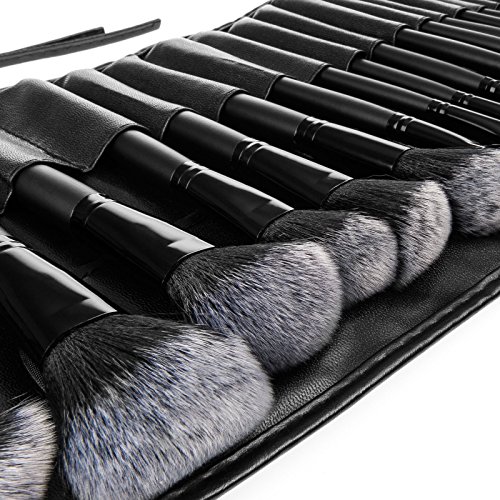 Savisto Professionelles 32 Teile Make Up Pinsel Set mit luxeriöser Leder Effekt Tragetasche & stilvoller Geschenkschachtel - 2