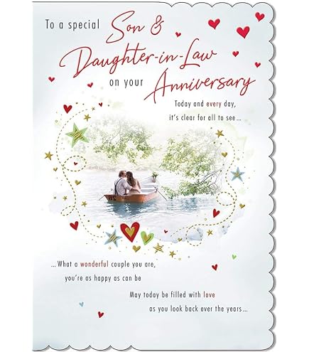 Special Days Anniversary Card – Sohn & Schwiegertochter, Picknick Motiv, Folienprägung