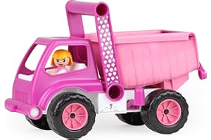LENA 04101 Camion Benne Princesse de Hohenzollern, véhicule de Chantier d' env. 27 cm, Camion Benne avec Figurine Jouet, Camion Benne pour Fille à partir de 2 Ans, véhicule Jouet en Rose