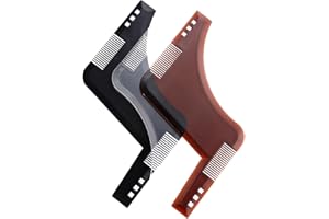 Visxcnu Grzebień do brody, szablony dla panów kozia szyi sylwetki narzędzie do stylizacji brody, brody, brody, bakiety, szyja mężczyzna, 2 sztuki, brązowe, czarne