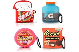 (4 Packung) Silikon Hülle für AirPods 4 Ohrhörer(2024), XMBYGY Cartoon Aufladung Stoßfeste Schützende Kopfhörer Abdeckung mit Schlüsselbund für AirPods 4th Erzeugung (Rees+SKIT+G+Bub)