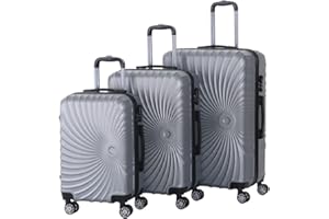 XEO HOME Suitcase Set of 3 Pcs Luggage Sets Hard Shell Travel Bags Lightweight Suitcases on 4 Spinner Wheels ABS Travel Trolley Case (Spiral Silver)