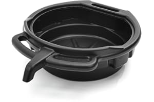 DKIEI 15L Oil Drain Pan With Spout, Black Plastic Oil Change Pan for Car, Garbage, Motorbike