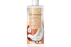 EVELINE COSMETICS Agua Micelar de Coco Rica + Tónico Hidratante 2 en 1 para Todo Tipo de Piel Desmaquillador Producto de Base Orgánica Fórmula Vegana 96% Natural Día y Noche 500ml