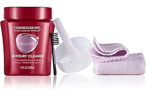 Connoisseurs Silver Cleaning Agent Jewellery Cleaning Set | Jewellery Cleaner with Gold & Silver Polishing Cloth | Gold & Silver Cleaner with Liquid Cleaning Solution for Gemstones
