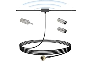 FM DAB radioantenn 75 ohm dipol med F-typ kontakt och adapter-set, 3 m förlängningskabel för FM-mottagning, kompatibel med stereosystem, hemmabio och AV-ljudmottagare