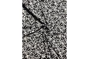 Viscose Cotton Stretch Lycra Fabric | Dressmaking Material | Floral Prints | Same Day Dispatch | Sold by The Metre | by Tia Knight (Miniature Flowers Black/White SQ533 BKWHT, 1 Metre)