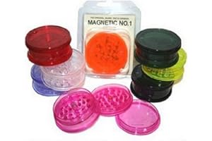 KSP PARTNERS LTD E-COMMERCE 12 x Magnetic No 1 Grinder 60mm 3 Part Plastic Herb Shark Teeth Tobacco Storage Random Colours