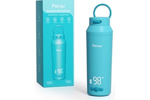 Paruu Bottle Warmer Portable for Breast Milk & Water, Portable Baby Bottle Warmer with Fast Heating for Night Feeding, 7-Temp Control, Large 12oz Capacity, Ideal Gifts for New Parents, Blue