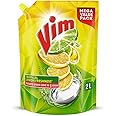 Vim Dishwash Liquid Gel Lemon Refill Pouch, 2 Ltr | Dishwash Gel Infused With The Power Of Lemons | Leaves No Residue