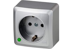 ELEKTRO-PLAST BerG - Presa Schuko IP20, 16 A, 230 V, colore: Argento