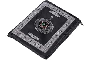 Anlising Islamic Travel Prayer Mat, with Compass Pocket Sized Carry Bag and Attached Compass Prayer Rug Portable Polyester 60100cm