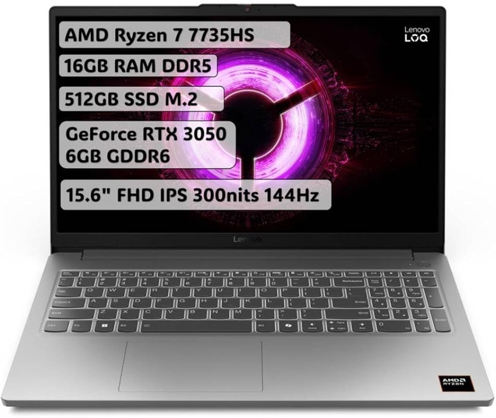 LENOVO LOQ Essential 15ARP10 AMD Ryzen 7 7735HS 16GB 512GB RTX3050 15.6 FreeDos Gaming Laptop