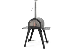 BBQ-Toro Pizzaofen "Havai" mit Schamottesteinen, 2 Seitenablagen und 2 Rädern | Pizza Steinbackofen für Garten, Terrasse | Outdoor Pizza Ofen, Holzbackofen, Pizza Grill