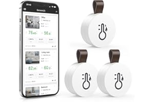 OQIMAX Bluetooth Thermometer Hygrometer, Temperatur und Luftfeuchtigkeitsmesser mit APP & Datenspeicherung, Digital Temperatur Feuchtigkeitssensor für Haus, Gewächshaus, Weinkeller, 3 Stück