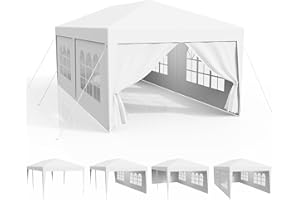 KIDSGIGGLZ Pavillon 3x6m Wasserdicht, Garten Pavillon Stabil Stecksystem-Metallgestänge, Festzelt mit Erdhaken-Seil, Party Zelt PE-Plane,Pavillon mit Seitenwänden für Garten Party-Camping-Markt,UV-Schutz, Weiß