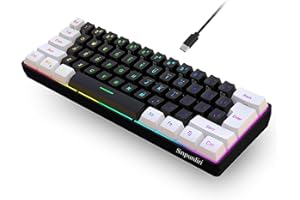 Snpurdiri 60% Gaming Keyboard, RGB Backlit Small Keyboard | Ultra-Compact 60 Percent Keyboard with Detachable USB-C Cable | UK Compatible US Layout | Black White Design for PC/Mac