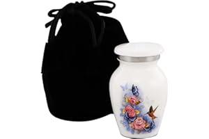 URNS OF DIGNITY Dignity of URNS Kolibri-Urne für menschliche Asche oder Haustierasche, Mini-Urne für Asche, weiße Gedenkurne – Beerdigungsurnen