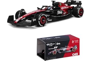 Xiangtat 1/43 Bburago 1:43 Alfa Romeo F1 Team Stake 2023 C43 77# Valtteri Bottas en alliage moulé sous pression modèle de collection cadeau (C43 77# avec casque)