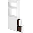 SONGMICS Narrow 3 Shelves 2 Drawers Recess Cabinet with Wheels for Kitchen Bathroom and Cellar 17cm Wide White KFR06WT